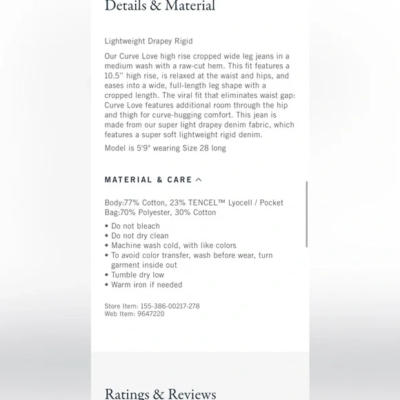 Abercrombie & Fitch - Curve Love High Rise Cropped Wide Leg Jeans - Picture 7 of 9